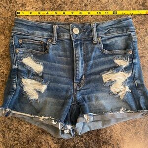 American Eagle Outfitters Blue Distressed Jean Shorts